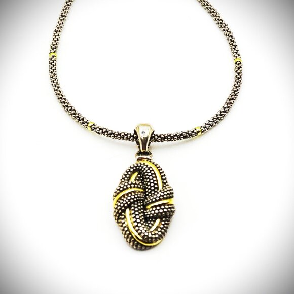 LAGOS Caviar Collection Sterling Silver & 18K Gold Pendant & Chain Necklace - Picture 11 of 12